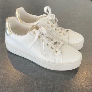 Michael Kors White Sneakers with Gold Accents